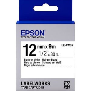 Fita para Rotulador 12mm Preto sobre Branco EPSON